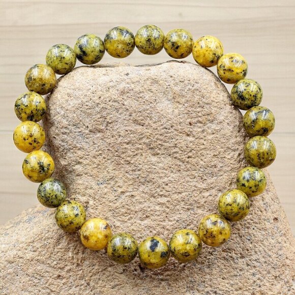 Yellow Kiwi Jasper Gemstone Bracelet Handmade - Picture 1 of 5